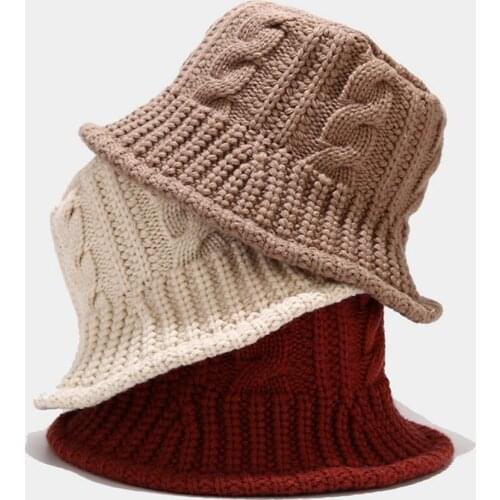New College Style Knitted Hats School Girl Autumn Winter Basin Hat Woolen Hat Bucket Hat Women Bucket Hats caps Free Shipping