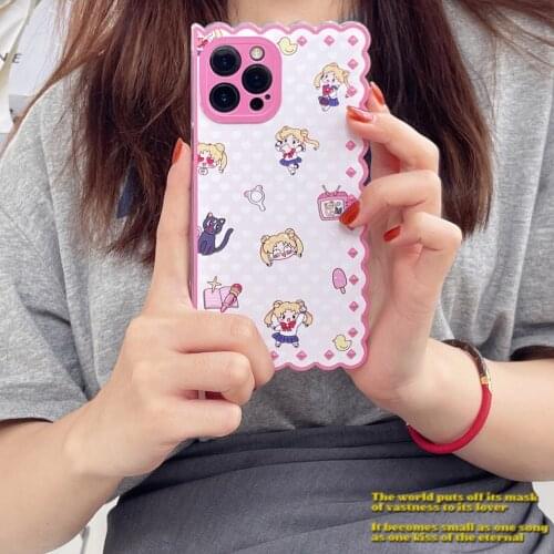 New Anime Kawaii Girl Cartoon Phone Case For iphone 12 11 Pro X XR XS Max 10 Lovely Cake Pattern Shockproof Soft silicone Cover