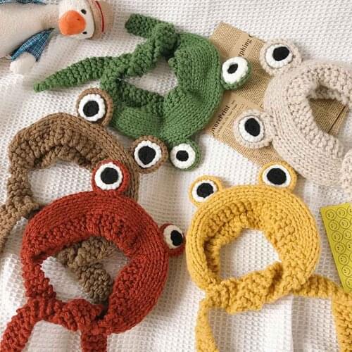 Solid Color Cartoon Hairband Frog Knitted Hat Winter Warm Hat Skullies Cap Beanie Hat For Kids Boy And Girl Heaband Accessories