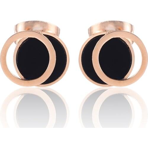 OUFEI Stainless Steel Jewelry Woman Vogue 2019 Charm Rose Gold Stud Earrings For Women Jewelry Accessories Mass Effect Bohemian