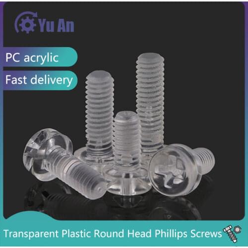 Spot Round Head Cross Plastic Screw Transparent Screw Plastic Screw Alec PC Screw M3M4M5M6 100PCS