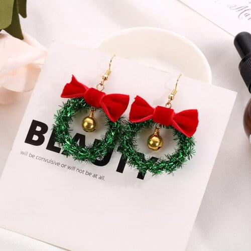 Christmas Bow Drop Earrings Womens Accessories Christmas Tree Pendent Charms Earrings For Women Gift Fashion Jewelry 2021 New