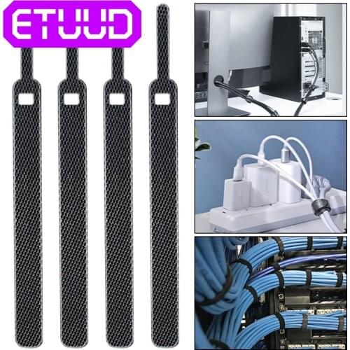 Self Adhesive Fastener Tape 10/20/40/80pcs Reusable Strong Hooks Loops Cable Tie Magic Tape DIY Nylon Cable Winder Organizer