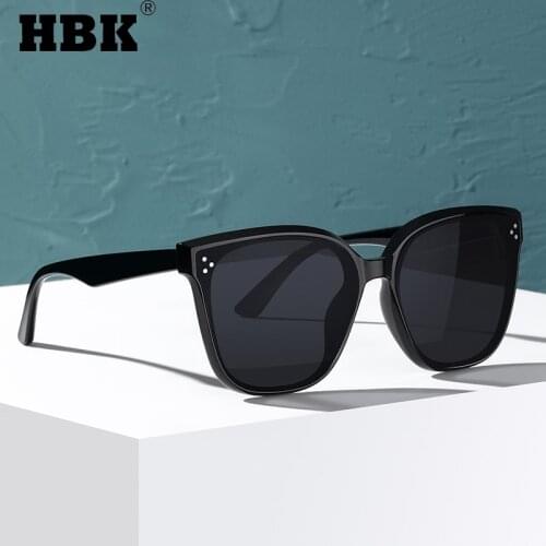 HBK Retro Square Sunglasses Oversized Big Black Frame For Women Men TR90 Nylon Eyewear High Quality Brand Design Travel Driving