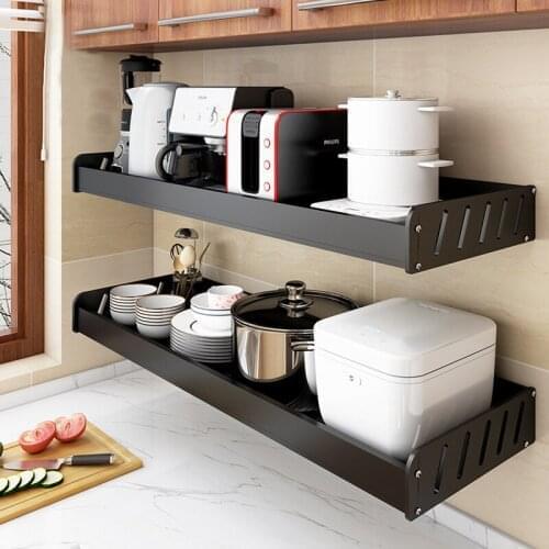 Punch-free seasoning rack wall-mounted flat multi-function rack space aluminum widened kitchen storage rack AE02YJM-0036