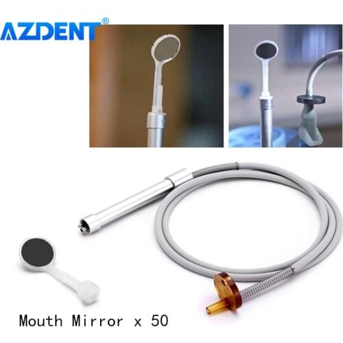 AZDENT Dental Suction Anti-fog Mirror with Saliva Suction Kit 50pcs Disposable Mouth Mirror Matching Handle Silicon Tube Dentist