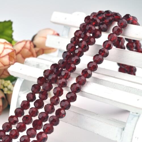 Free Shipping 980pcs/lot Dark Red Crystal Glass Beads 6mm Round Faceted Beads For Jewelry Making Craft Bracelet DIY Beads
