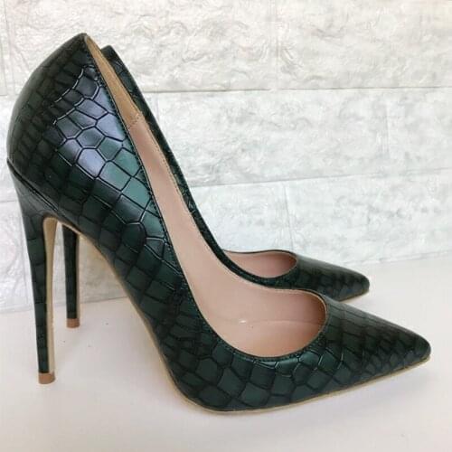 Fashion free shipping green crocodile Patent leather Poined Toe Stiletto high heel shoe pump HIGH-HEELED SHOES dress shoes