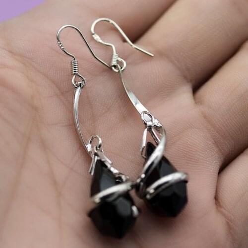 Gorgeous Women Jewelry Black Zircon Dangle Earrings for Wedding Engagement Party Set Gifts