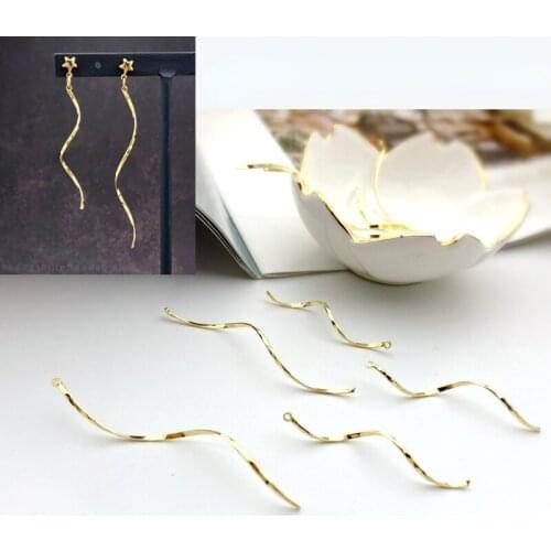High-preservation copper-plated real gold ear wire tassel DIY earrings earrings long earrings elegant wave curve material