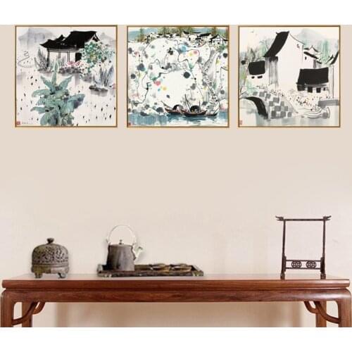 Wu Guanzhong Chinese Impression Landscape Wall Art Painting HD Print Picture on Canvas Home Decoration Living Room