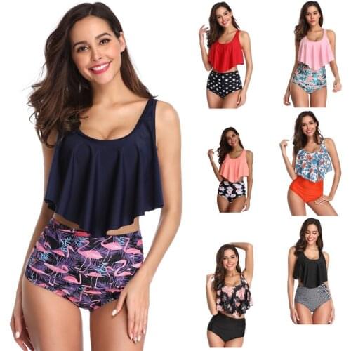 Plus Size Swimwear 2021 Falbala Conservative Swimsuit Wear Bikini Beach Bathing Suit Fission Old Big Yards