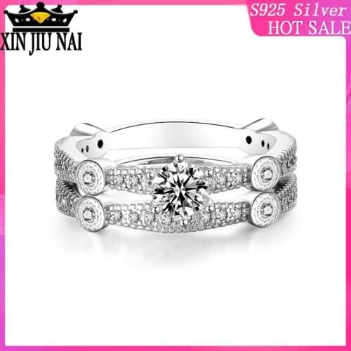 2 pcs Wedding Set Rings For Women 925 Sterling Silver AAA Zircon Fine Jewelry Unique Bague Femme Banquet Accessories