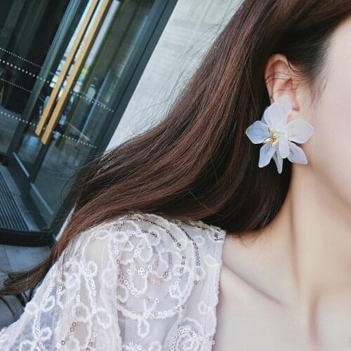1 Pair Hyperbole Flower Earrings Women Acrylic Big White Orange Green Flower Holiday Earrings For Women Girls Gifts