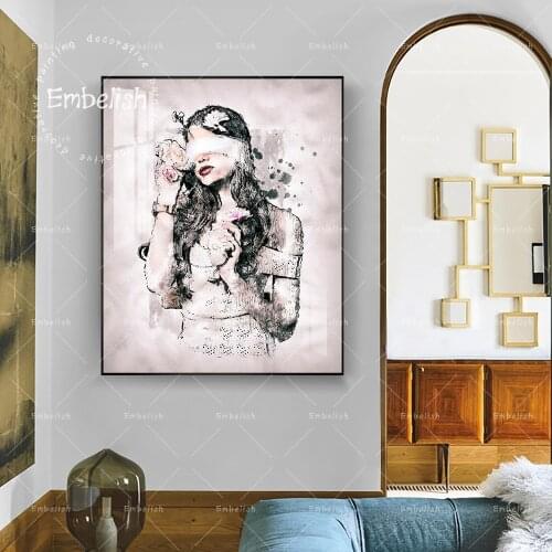 1 Pieces Beautiful Girl With Flowers Portrait Wall Art Pictures For Living Room HD Print Canvas Painting Home Decor Artworks