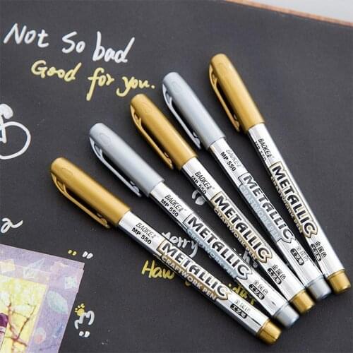 1Pc Metallic Color Marker Pen Silver/Gold DIY Album Journal Scrapbook Card Drawing Marker Stationery Office School Supplies