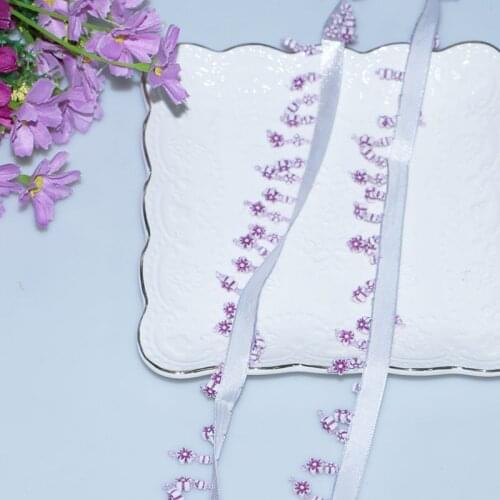 1 yard 2.7cm white purple flower pin bead ribbon Christmas wedding party decoration gift wrapping lace