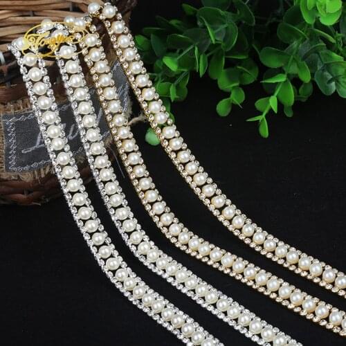 1 Yd Pearl Chain Type Decorative Mosaic Zirconium Alloy Basic Clothing Adornment Ornament Pruning DIY Sewing Applique Adornment