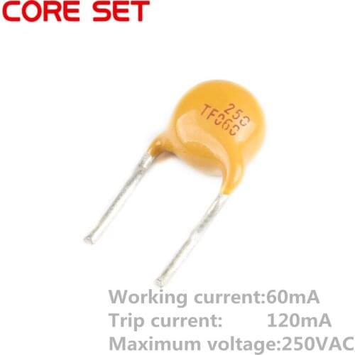 10PCS 250V 0.06A 60mA PPTC Resettable Fuse TRF250-060 Pitch 5mm