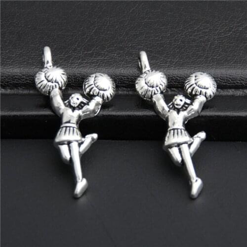 10pcs Silver Color Cheering Girl Charm Pendant For DIY Necklace/Bracelets Making Findings Cute For Girls Teens Women A2777