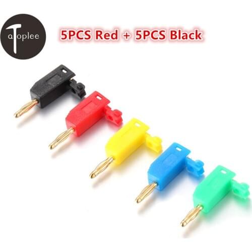 Hot 10PCS 1000V 5A 2mm Gold-plated Banana Plug Red and Black Inserted Connector For Speaker Testing Banana Plug