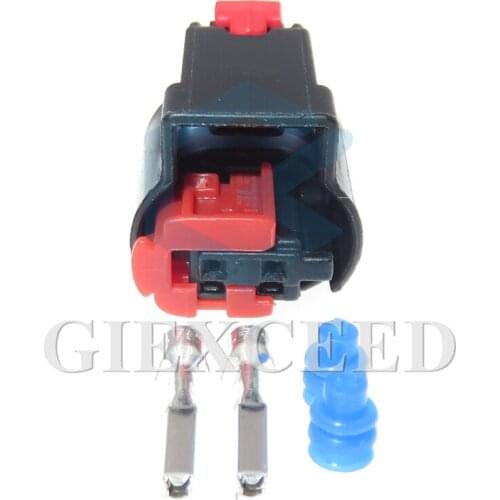 2 Sets 2 Pin 0.6 Series Auto Electric Wire Waterproof Connector 1-1438608-5 Wiring Socket With Terminal Rubber Seals