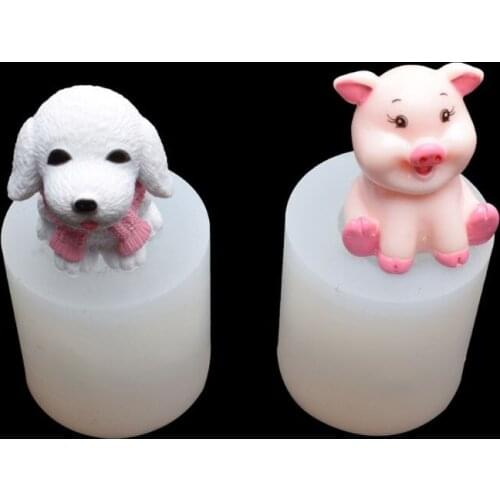 2Pcs Handmade Mini Size 3D Pet Dog Cute Pig Epoxy Resin Silicone Molds Animals Resin Casting Mold Jewelry Making Tools