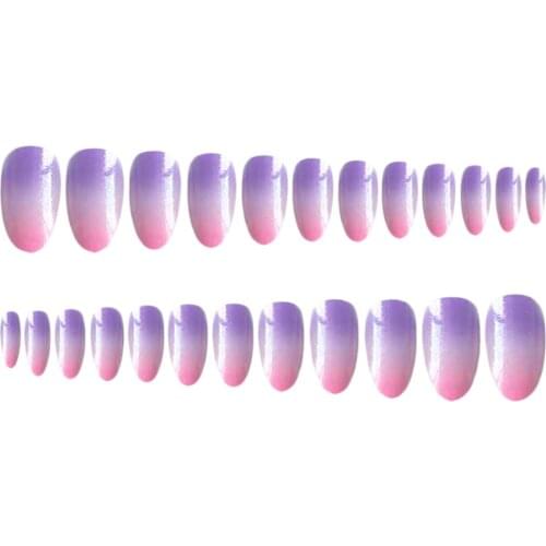 24pcs Oval Ballerina French False Nails Full Cover Nail Art Tips For Party