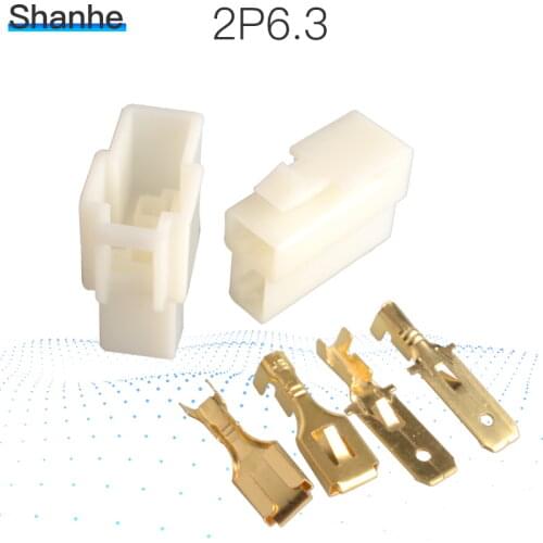 6.3mm connector 2P 2 pin Electrical 6.3 Connector Kits Male Female socket plug for Motorcycle Car