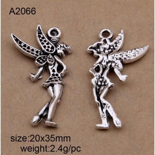 50pcs 20x35mm Antique Silver Alloy Elf Spirit Charms Pendants For Bracelet Necklace Jewelry Making