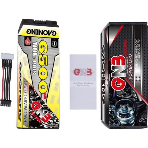 GNB 6500mAh 4S 14.8V 100C MAX 200C 5.0mm Bullet Hardcase LiPo Battery XT90/XT60/TPlug for 1:8 1/8 four drive off-road RC Car