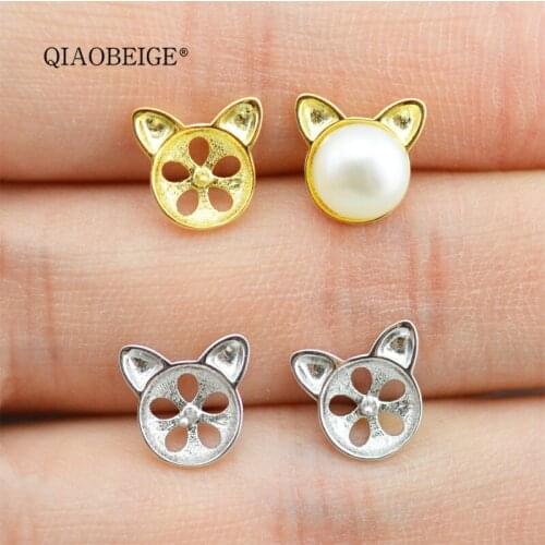 QIAOBEIGE earring accessories pearl jewelry making 925 sterling silver cat earrings online shipping china supplier jewelry E3120
