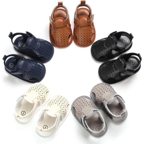 Star Hollow Baby Boy Sandals Clogs Summer Toddler Soft Sole Anti-Slip Shoes Baby Boy Sandals Pu Shoes for 0-18M