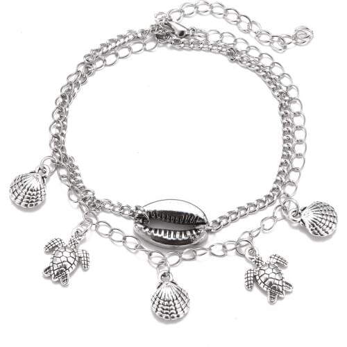 European and American beach anklet with alloy anklet marine series turtle scallop shell pendant ankle bracelets for female gifts