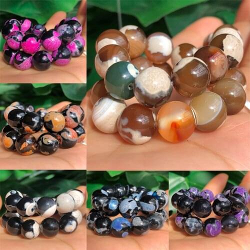 Natural Stone Colorful Black Fire Agates Onyx Beads Loose Spacer Beads For Jewelry Making Diy Charms Bracelet Accessories 8/10MM