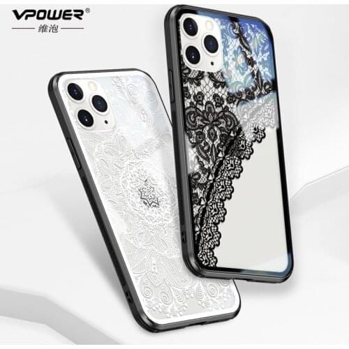 For iphone 11 pro max 6.5 6.1 case Tempered Glass Phone protection girl lace phone cases for iphone 11 pro glass cover