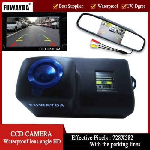 FUWAYDA Color Car Rear View Camera for Peugeot 206 207 306 307 308 406 407 5008 Partner Tepee 4.3 Inch Rear view Mirror Monitor