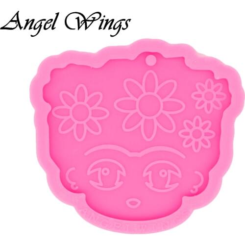 Girl with Hair Keychains Silicone Molds DIY Necklace Jewelry Shiny Epoxy Resin Mould DY0526