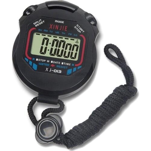 By dhl 100pcs Digital Professional Handheld LCD Chronograph Sports Stopwatch Timer Stop Watch with string