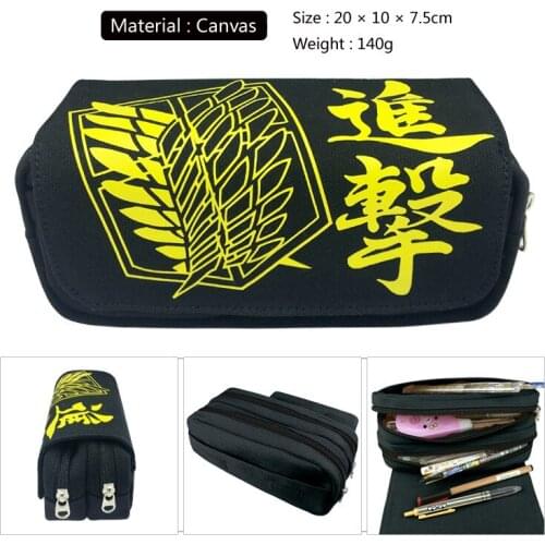 Attack on Titan Scout Regiment Travel Canvas Cosmetic Bag Zipper Pencil Case Women Student Penbag Portable Makeupbag Stationery