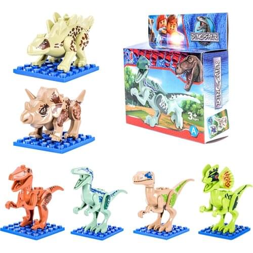6Pcs 10cm Dinosaur Figure Toy Hand-made Dinosaur Model Decoration Dinosaur Building Block Model Toy Doll Model Kid Adult Gifts