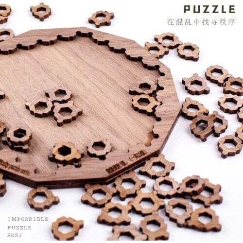 Puzzle Decipherment Puzzle Brain Burning Dinosaur Escher Cube Wooden Educational Toys for Adult Fidget Toys Gift