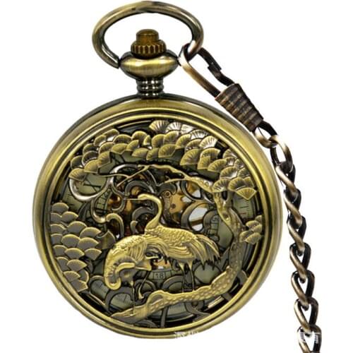 10pcs/lot Hollow Longevity Roman Numeral Dial Pocket Watch Antique Hand Winding Mechanical Pocket Watch Gift