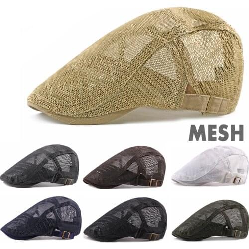 Men Women Mesh Summer Style Plaid Berets Caps Grain Cotton Gatsby Cap Unisex Ivy Hat Golf Driving Summer Sun Flat Cabbie Newsboy