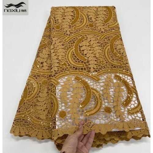 Madison African Sequins Lace Fabric 2021 High Quality Milk Silk French Lace Fabric Embroidery For Nigerian Dress Sewing