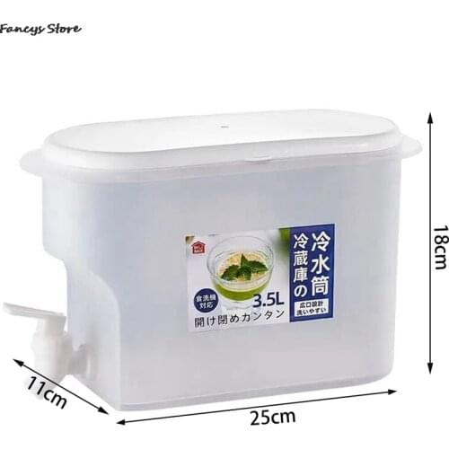 3.5L Cold Kettle With Faucet Refrigerator Fruit Teapot Summer Household Lemonade Bottle Mix Wine Ice Water Cool Bucket With Lid