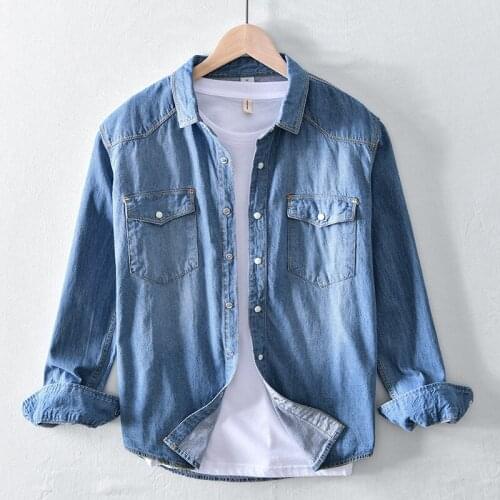 LENGDANU Mens Denim Shirts