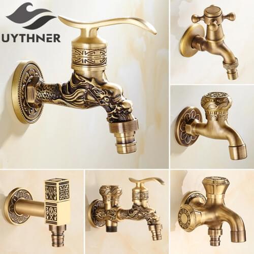 UythnerFull Copper Antique Brass Mop Faucet & Washing Machine Faucet Single Cold