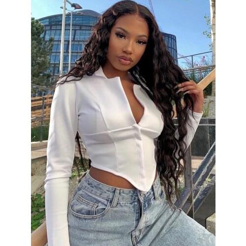 EIFER Fashion street tops white vintage long sleeve 2020 autumn and winter womens new slim T-shirt