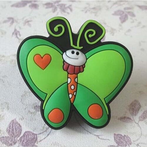 Soft gums Dresser Drawer Knob Handles Green Butterfly Kids Children Cartoon Knobs Cabinet Handle Pull Knob